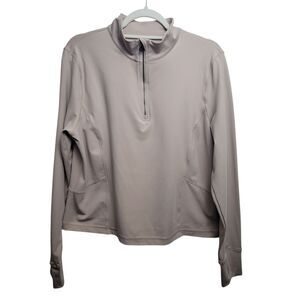 Avia Pinkish Beige Quarter Zip Fitted Active Pullover Sweater Size XL
